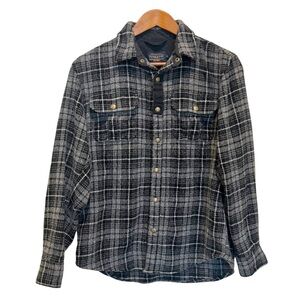 Pendleton 100% Virgin Wool Shirt Jacket Plaid Black Gray Medium Button Front
